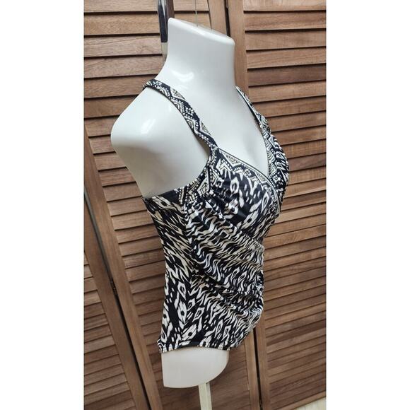 Miraclesuit Tiki Sanibel 1-Pc Slimming Swim Bathing Suit Underwire BLACK/WHITE - Picture 3 of 10